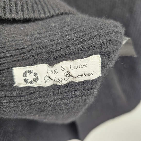 rag & bone Andrew Military Hoodie Black Merino Wool Size M - Picture 8 of 9